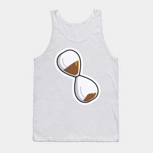 Hourglass with Sand Countdown Sticker design vector illustration. Business and time object icon concept. Sandglass with sand inside to measure time sticker design icon with shadow. Tank Top